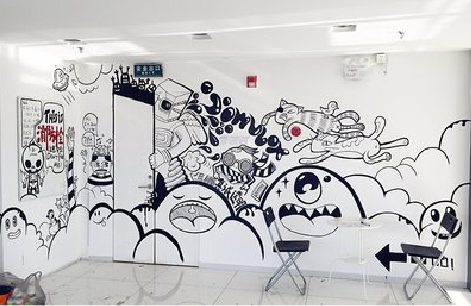  遂平手绘墙并非传统涂鸦。